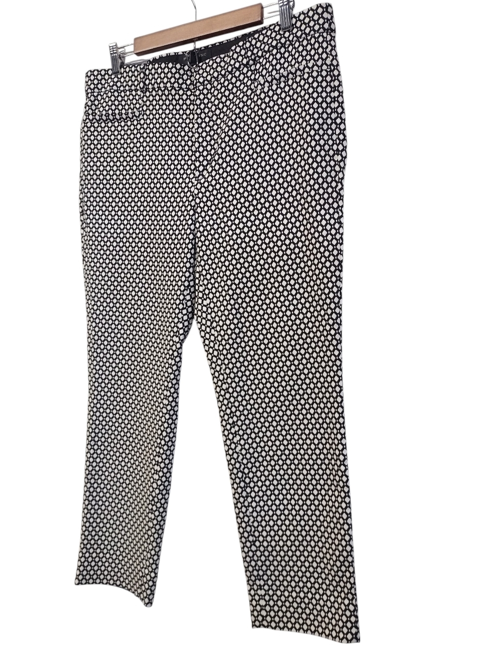 Banana Republic Sloan Crop Pants Women's Size 12 Black White Geometric Print NWT - Picture 2 of 7